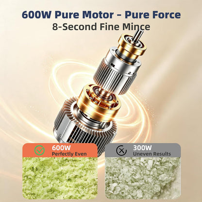 600W Food Chopper 8 Cup Glass Food Processor Meat Grinder