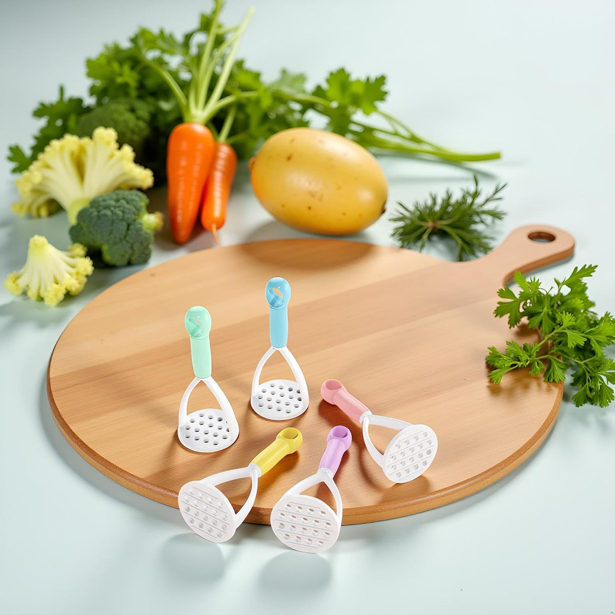 1Pc Random Color Manual Silicone Potato Masher, Cooking Utensils Masher, Mini Potato Masher for Non-Stick Cookware, Potato Mashers