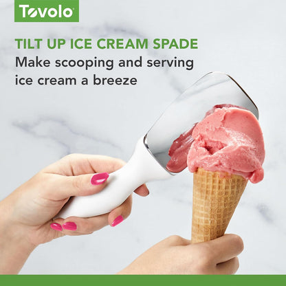 Tovolo Ice Cream Scoop Stratus Blue Dishwasher Safe Heavy Duty Ice Cream Scooper with Elevated Tilt Up Design, Heat Retaining Ice Cream Scoops with Non Slip Handle for Cookie Dough, Gelato, Sorbet