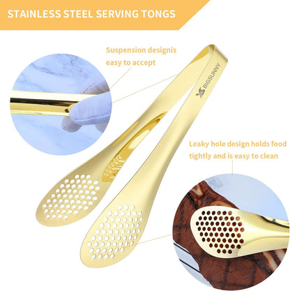 MSY BIGSUNNY Chef Kitchen Tongs Stainless Steel Food Serving Tongs Set Buffet tongs (silver 7" 9" & 11", 3 pack)