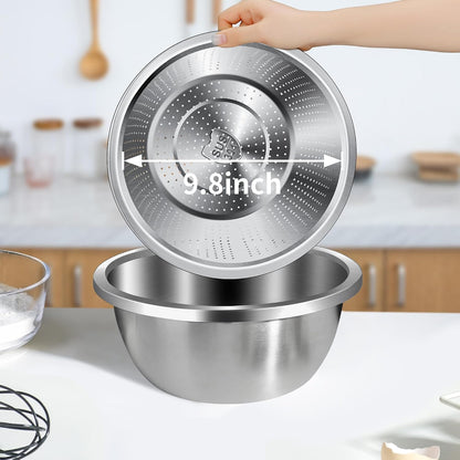 Gulex Colander Stainless Steel 3-quart with Bowls,Strainer for Kitchen(2PC)