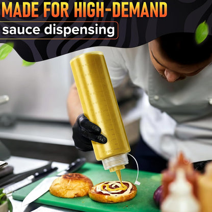 HYQO Small Squeeze Bottles for Sauces, 4 Oz Plastic with Cuttable Tip