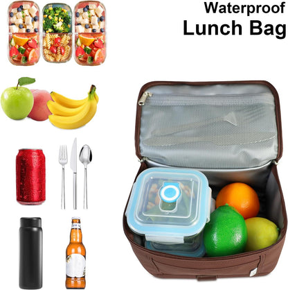 NOL Mini Insulated Lunch Bag for Women Men Kids | Small Leakproof Reusable Lunch Tote | Fits 6 Cans 330ml | Thermal Cooler for Work School Picnic Camping, Navy blue