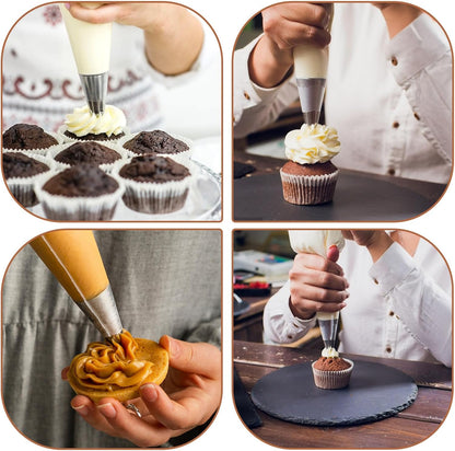 3 Pcs #12 Round Piping Tip for Macarons, Stainless Steel Round Frosting Piping Tips with 8mm Opening, Professional Cookie Decorating Pastry Tips Set for Frosting & Cake Decorating (Silver)