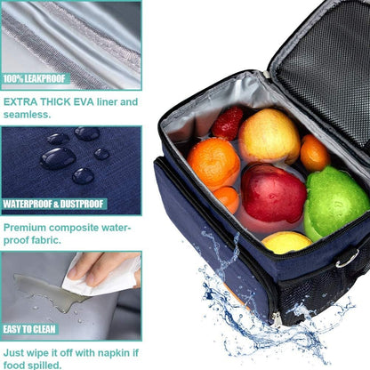 Tiblue Insulated Lunch Bag for Women/Men, Reusable Lunch Box for Office Work School Picnic,Leakproof Freezable Cooler Bag with Adjustable Shoulder Strap for Kid/Adult(Medium, Black & White Stripes)
