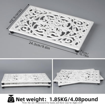 Notakia 9.6 x 6.3 Inch Cast Iron Trivet Set, Large Metal Trivets for Hot Dishes Pots Pans Decorative Kitchen Trivets, Heat-Resistant Trivet Mats for Quartz Countertops, Green Kitchen Accessories