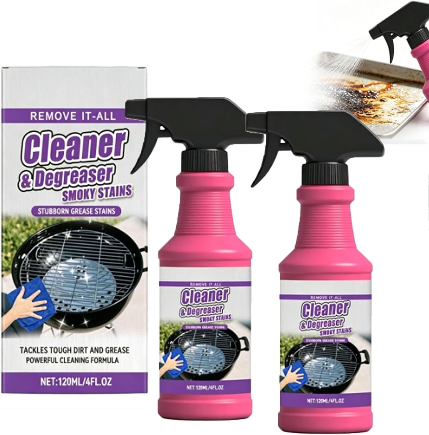 Fast-Acting Heavy-Duty Grill Degreaser Spray, Grill and Smoker Cleaner and Degreaser, BBQ Grill Cleaner, Grill Cleaner for Outdoor Grills, Heavy Duty Degreaser Cleaner Spray (1 PC)