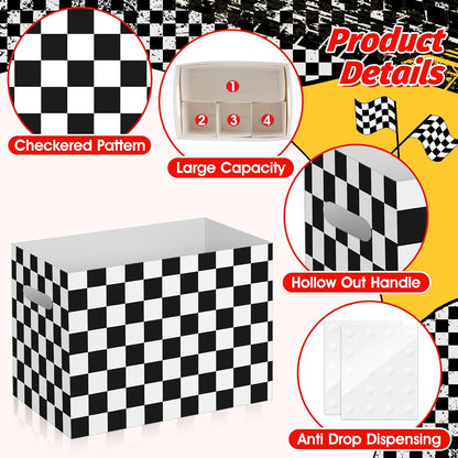 2PCS Red Gingham Utensil Holder Paper Utensil Caddy for Gingham Party Supplies Disposable Cutlery Holder with Handles Party Favors Cutlery Caddy for Red and White Checkered Birthday Decorations