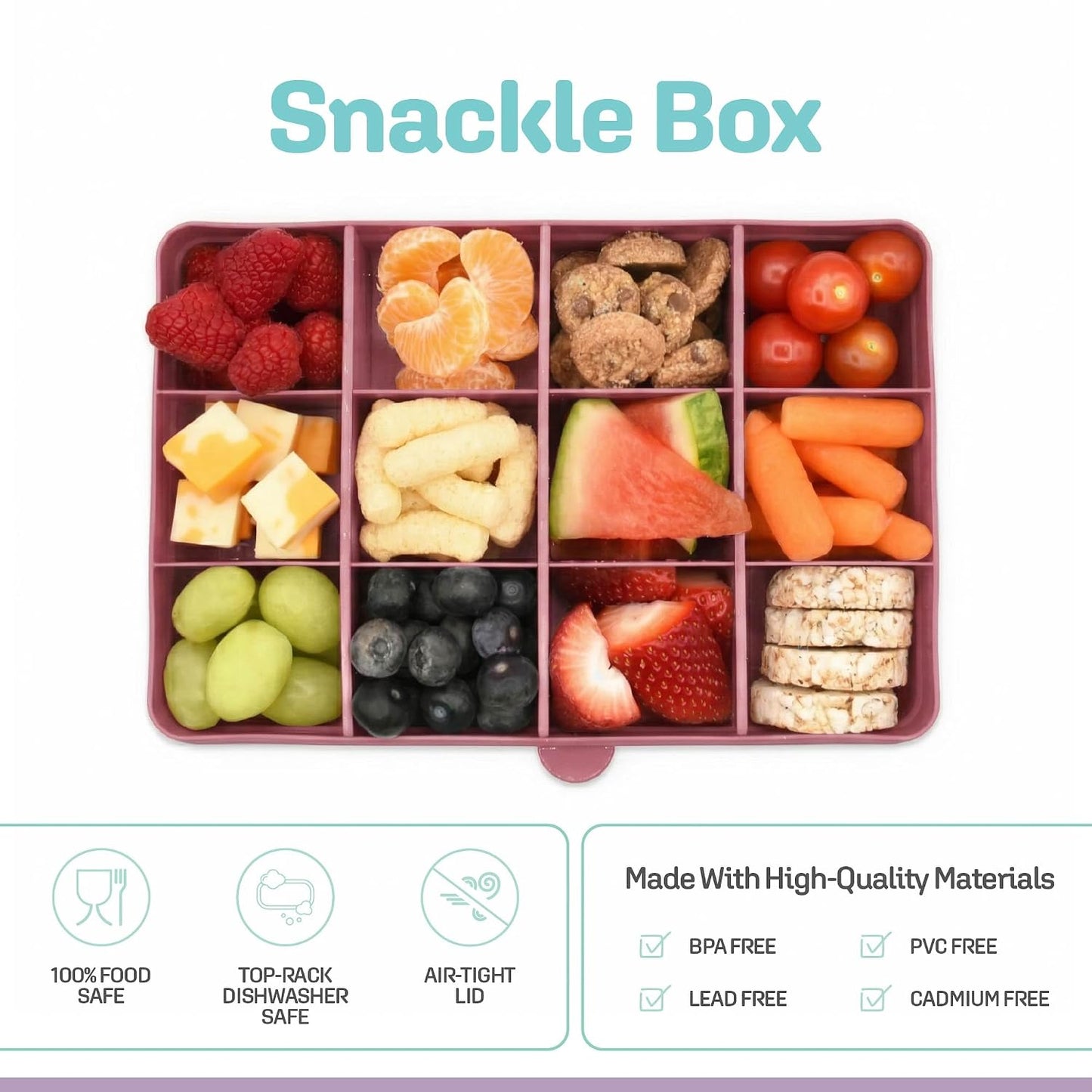 melii Snackle Box |12-Compartment Snack Container with Removable Dividers, BPA-Free Food Storage for Travel, School & On-the-Go Snacks, Kids & Family Organizer (Grey)