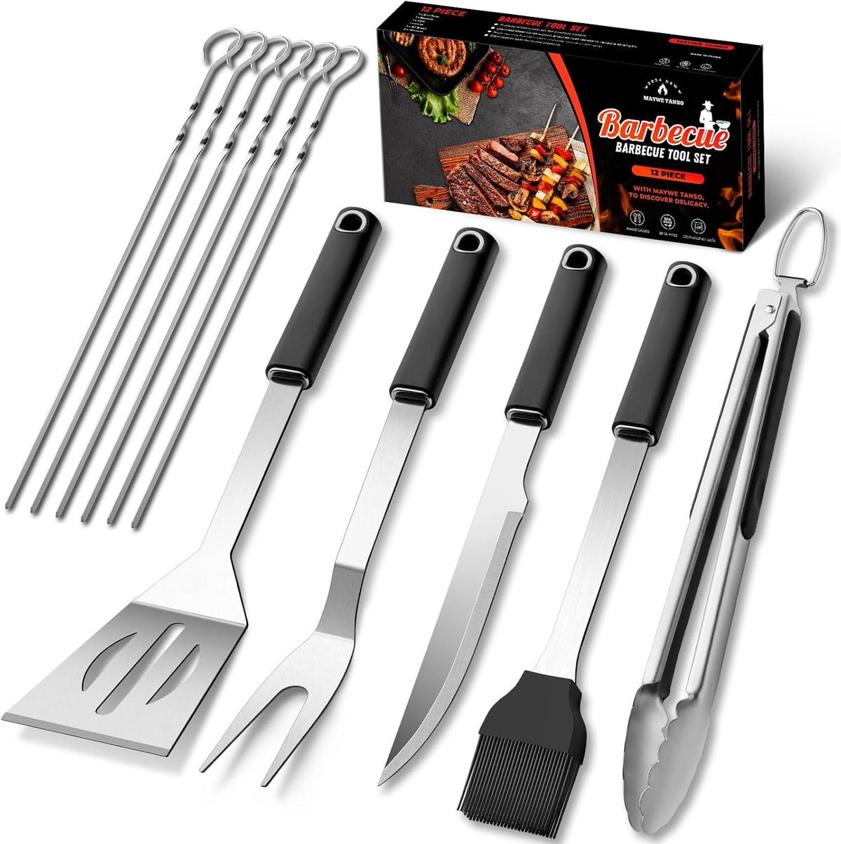 11 Pcs Grill Tools Set,BBQ ＆ Grilling Accessories Outdoor Barbecue Utensils