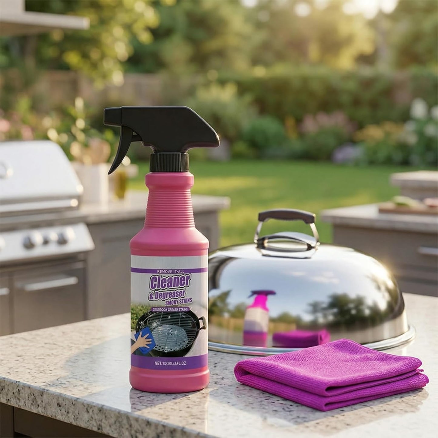 4 Fl oz Fast-Acting Heavy-Duty Grill Degreaser Spray, BBQ Cleaner for Grates and Smoker, Advanced Grease Dissolver and Stain Remover for Outdoor Cooking Equipment (3pcs)