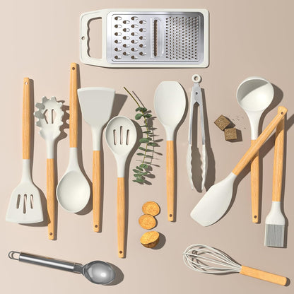 Umite Chef Food Grade Thickened Silicone (Stainless Steel Core) Kitchen Gadgets Tools Set - Kitchen Cooking Utensils Set, Heat Resistant Kitchen Spatula Tools Set
