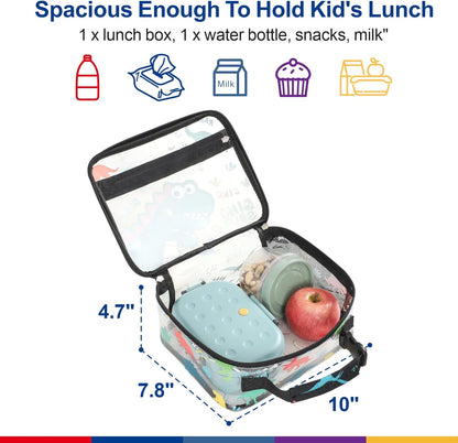 Bagseri Kids Lunch Bag Boys - Thermal Insulated Lunch Box Tote with Water Bottle Holder, Reusable Leak-Proof Kids Lunch Box for Daycare & School, Black Dinosaur (Containers Not Included)