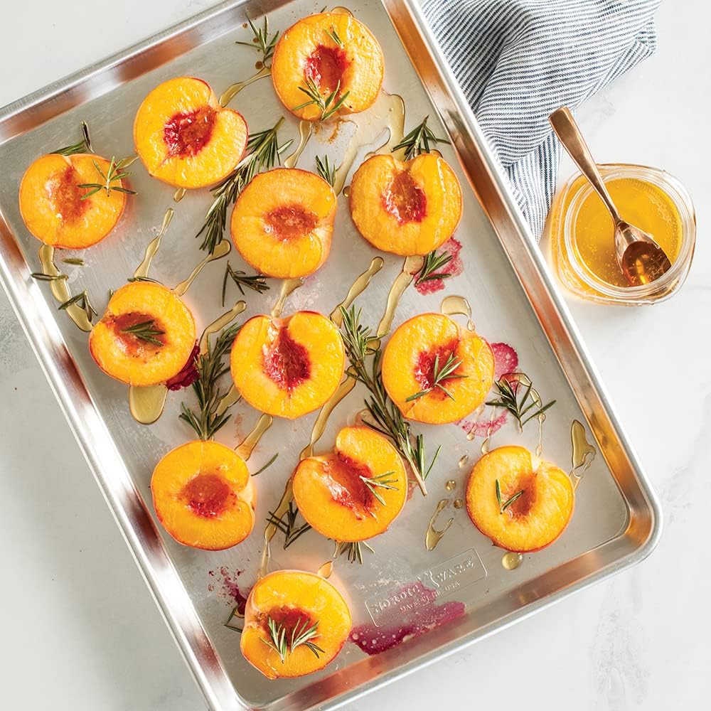 Nordic Ware Naturals Half Sheet Set - USA Made Aluminum Commercial Quality Sheet Pan for Baking or Roasting, Encapsulated Galvanized Steel Rim Prevents Warping, 2pk Half + Lid