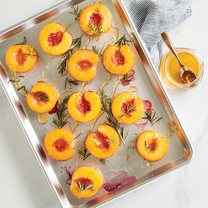 Nordic Ware Naturals Half Sheet Set - USA Made Aluminum Commercial Quality Sheet Pan for Baking or Roasting, Encapsulated Galvanized Steel Rim Prevents Warping, 2pk Half + Lid