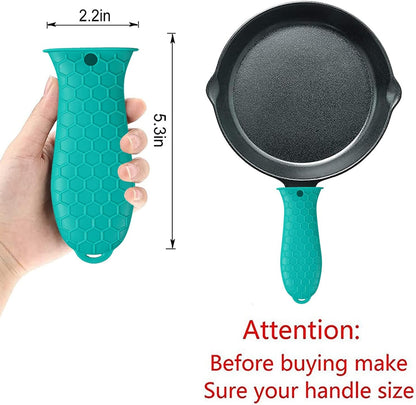 Silicone Hot Handle Holder - Potholder for Cast Iron Skillets & Frying Pans - Heat Resistant Sleeve Grip Handle Cover, Red, Black, Blue, Green