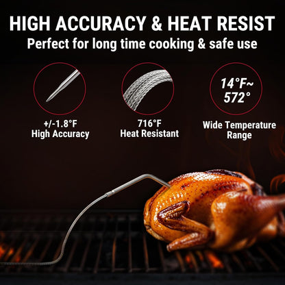 TempPro TempSync 450ft Bluetooth Meat Thermometer for Oven with 2 Probes