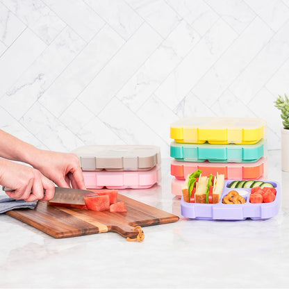 Bentgo® Kids Tray with Transparent Cover - Reusable, BPA-Free, 5-Compartment Meal Prep Container with Built-In Portion Control for Healthy, At-Home Meals & On-the-Go Lunches (Coral)
