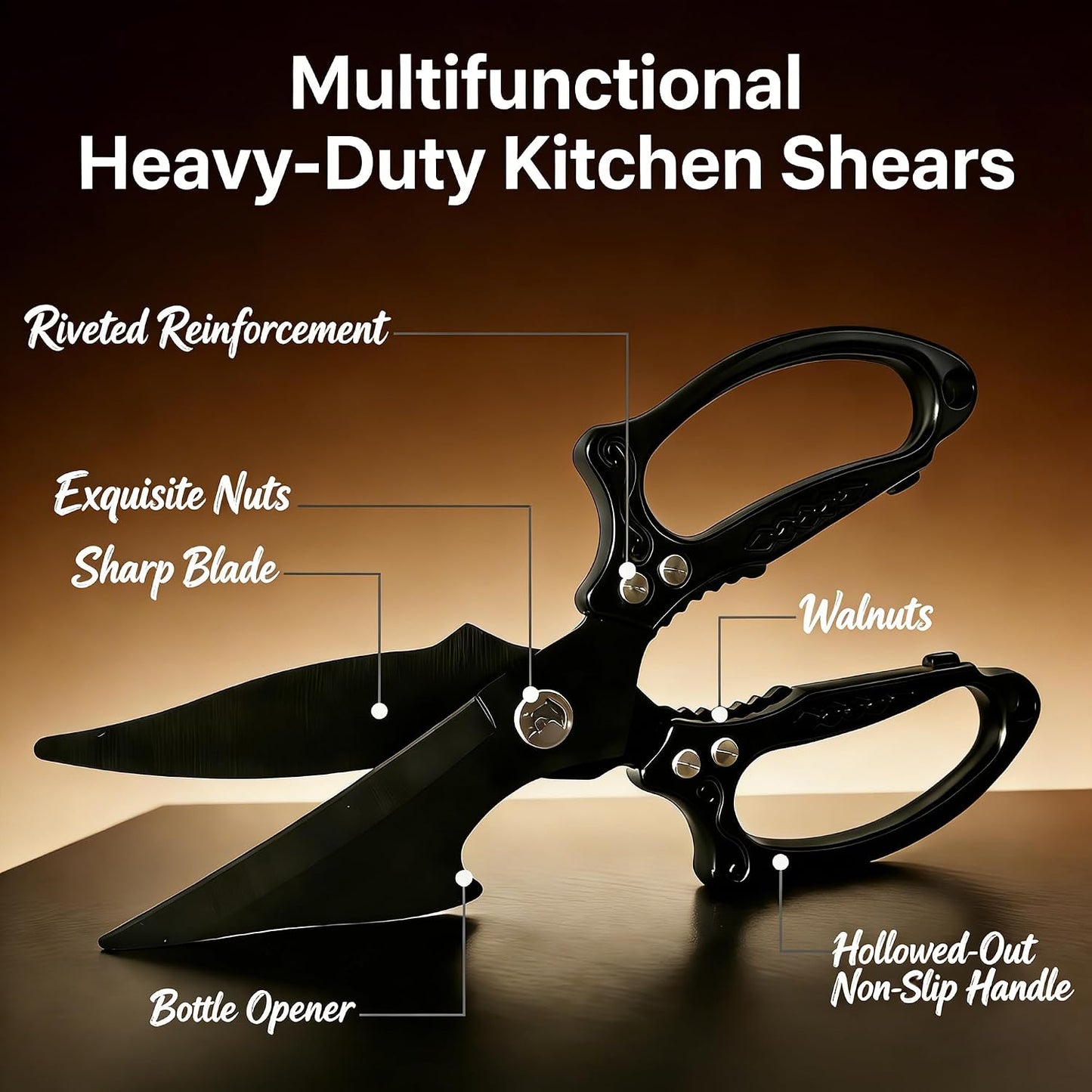 Multifunctional Heavy Duty Kitchen Shears,Kitchen Scissors for Food, Kitchen Shears for Cutting Chicken,Japanese High-Carbon Steel Culinary Poultry Shears, for Chicken,Meat,Fish,Bone Cutting(Silver)