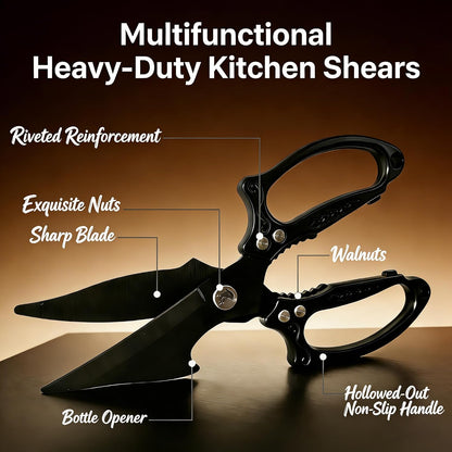 Multifunctional Heavy Duty Kitchen Shears,Kitchen Scissors for Food, Kitchen Shears for Cutting Chicken,Japanese High-Carbon Steel Culinary Poultry Shears, for Chicken,Meat,Fish,Bone Cutting(Silver)