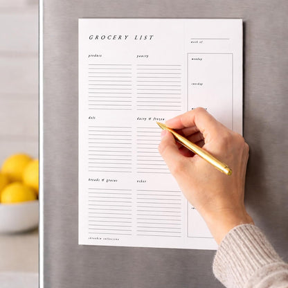 ThreeKin Collective Grocery List & Meal Planner Notepad, 6.5 x 9 Inch, 52 Tear-Off Sheets, Magnetic Back, Weekly Meal Planning & Organized Shopping List Pad