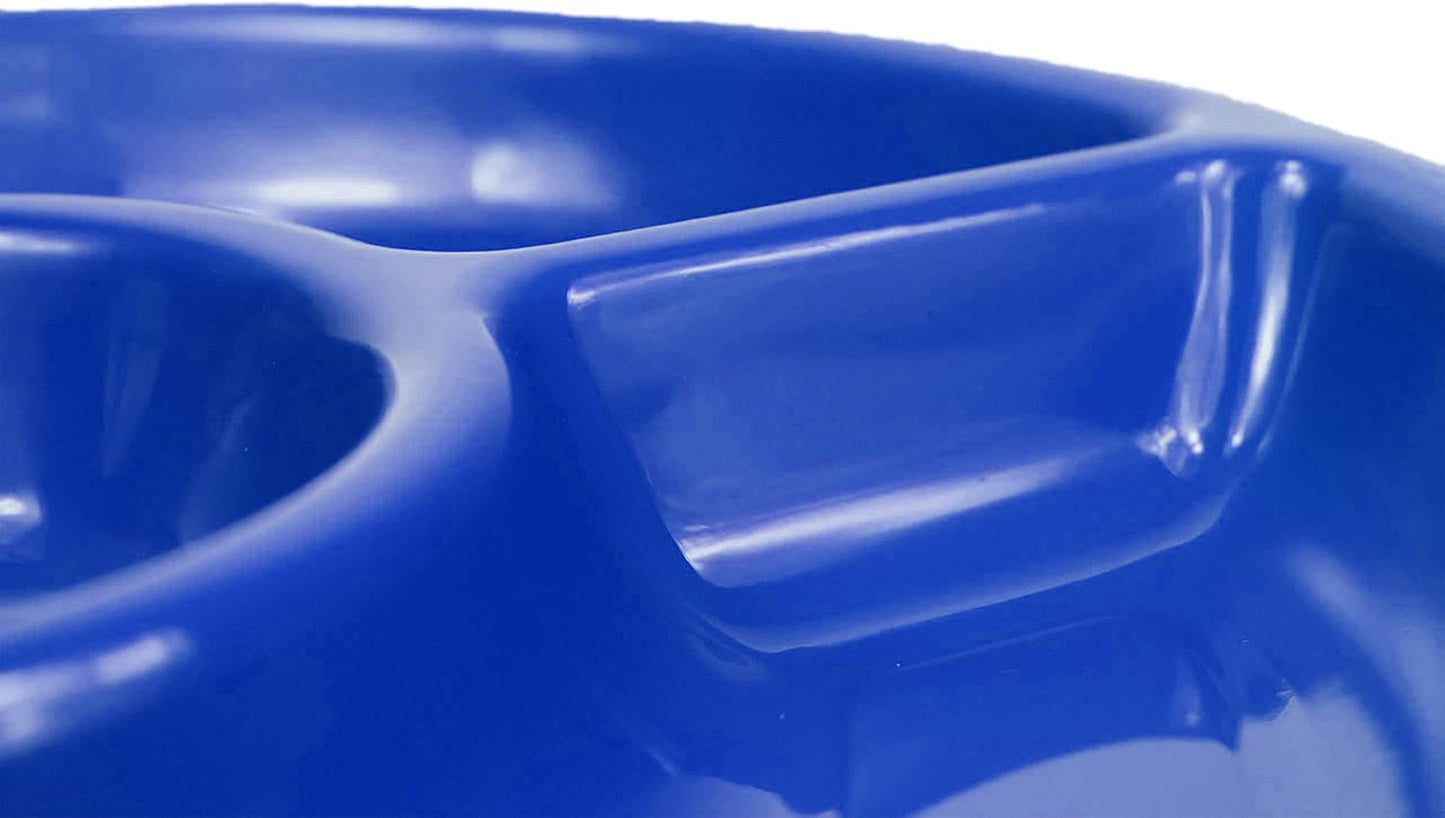 Black Duck Brand Chip N Dip Hard Plastic 12-Inch Round Serving Trays - 3-Section, Set of 3, Blue