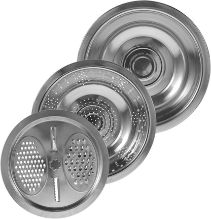 Stainless Steel Grater with Bowl Multiuse Strainer Shredder Slicer for Vegetable Prep Rice Washing Draining and Chopping Portable Kitchen Tool for Home