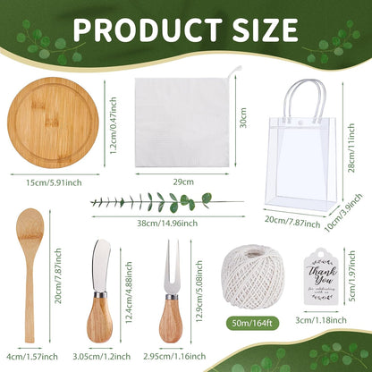 55Pcs Baby Shower Prizes for Game Winners 6 Sets Charcuterie Board with Spoons Butter Spreaders Forks Plaid Towel Thanks Card and Gift Bags for Bridal Shower Favors Party (Heart Shaped)