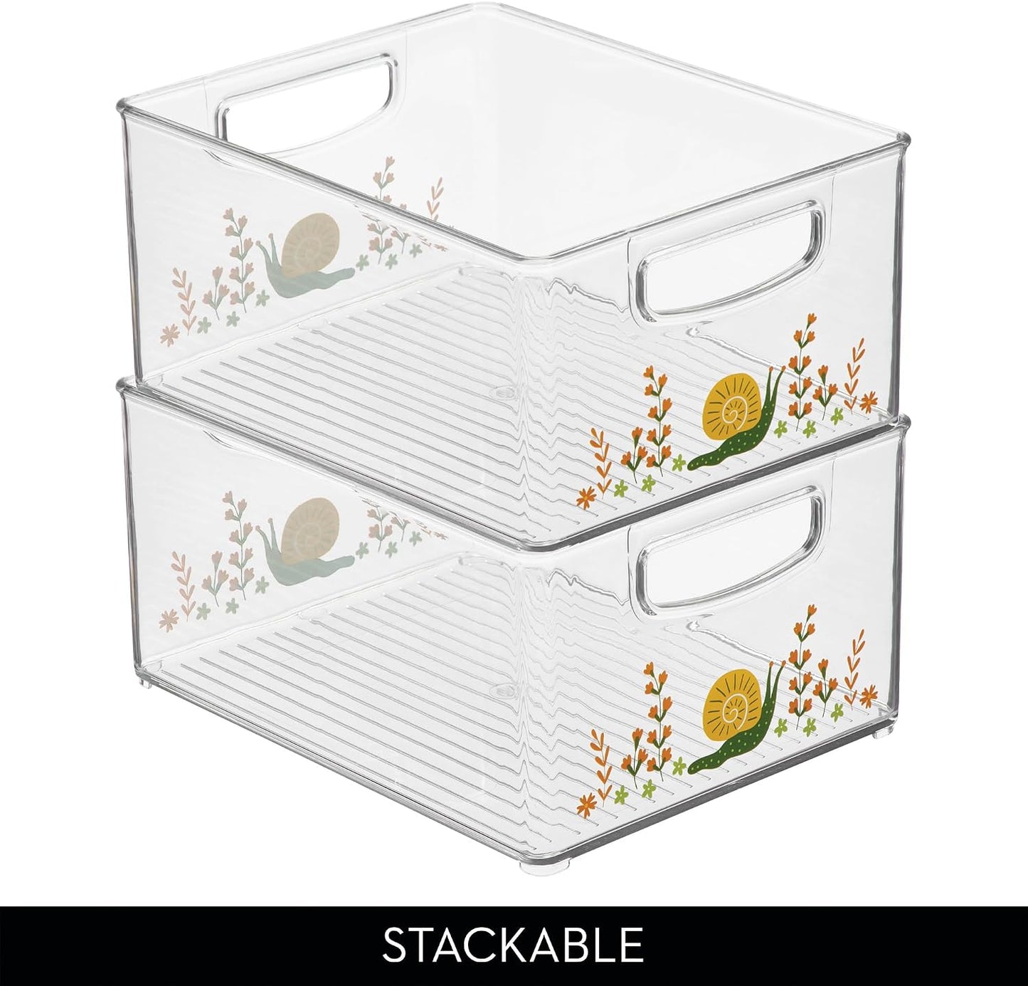 iDesign Stackable Clear Plastic Bin - Kitchen Organizers and Storage for Fridge and Pantry, 2-Pack