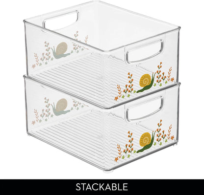 iDesign Stackable Clear Plastic Bin - Kitchen Organizers and Storage for Fridge and Pantry, 2-Pack