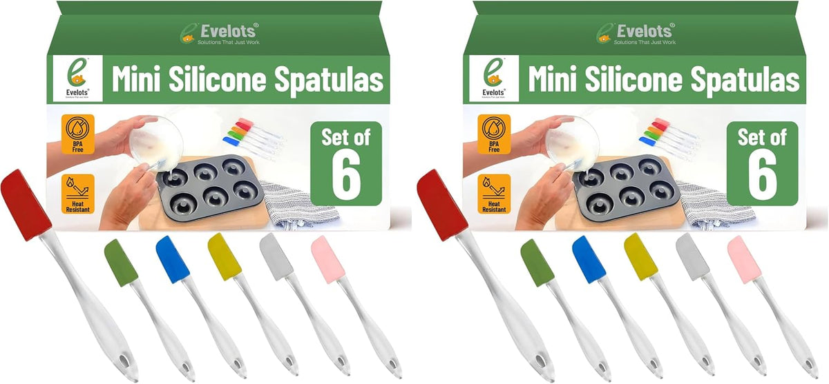 Evelots 6-Piece Mini Spatula Set, Small Silicone Spatulas for Baking