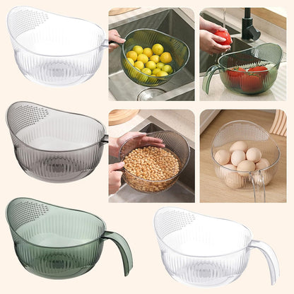 Functional Rice Washing Colander Efficient Draining Bowl Practical Sink Basket PET Suitable for Washing Rice, Clear