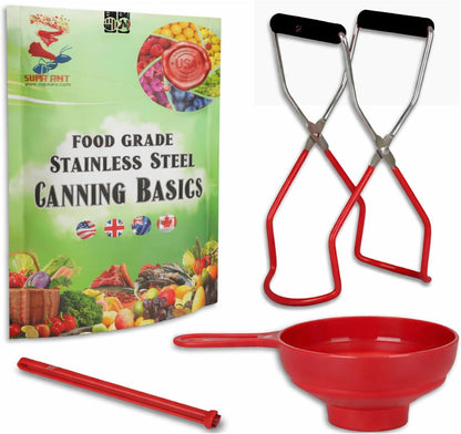 Supa Ant Canning Supplies Starter Kit (Food Grade) - Canning Kits Set for Beginners - 3 Pcs. Including Wide Mouth Jar Funnel, Magnetic Lid Lifter, Stainless Steel Jar Lifter (Assembled in USA) Green
