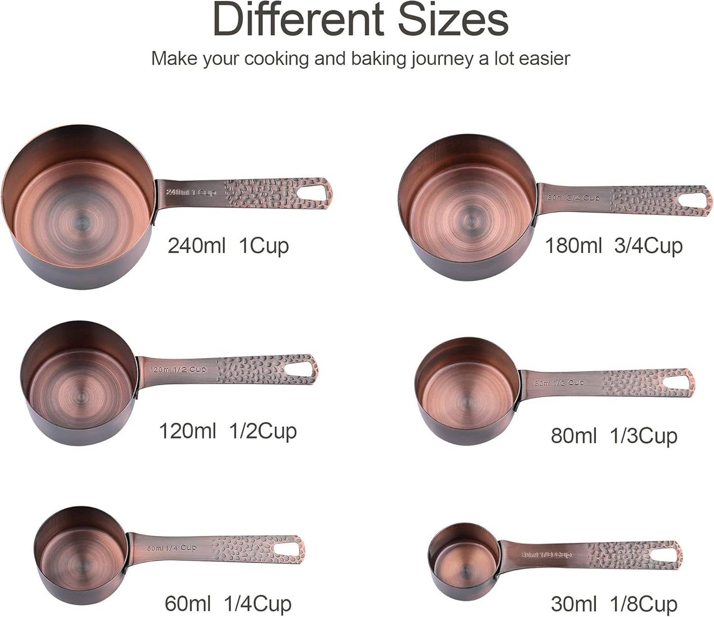 Measuring Cups and Spoons Set of 14, 18/8 Stainless Steel Measuring Cups Spoons Set, 6 Measure Cups and 7 Measure Spoons with Leveler