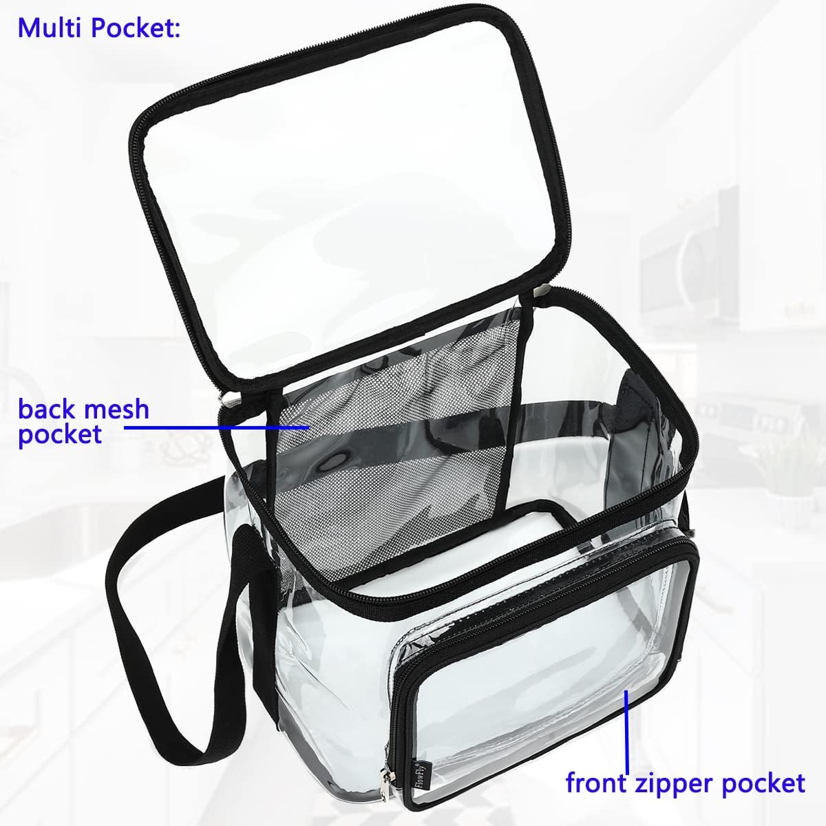 FlowFly Insulated Reusable Lunch Bag Adult Large Lunch Box for Women and Men with Adjustable Shoulder Strap,Front Zipper Pocket and Dual Large Mesh Side Pockets,Cherry - Colors B