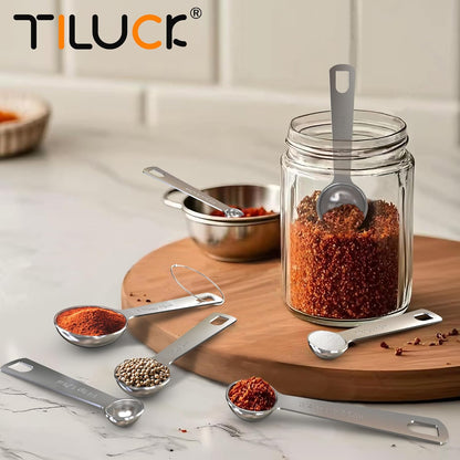 TILUCK Stainless Steel Measuring Cups & Spoons Set,Coffee Scoop Spoon,Kitchen Gadgets for Cooking & Baking,Set of