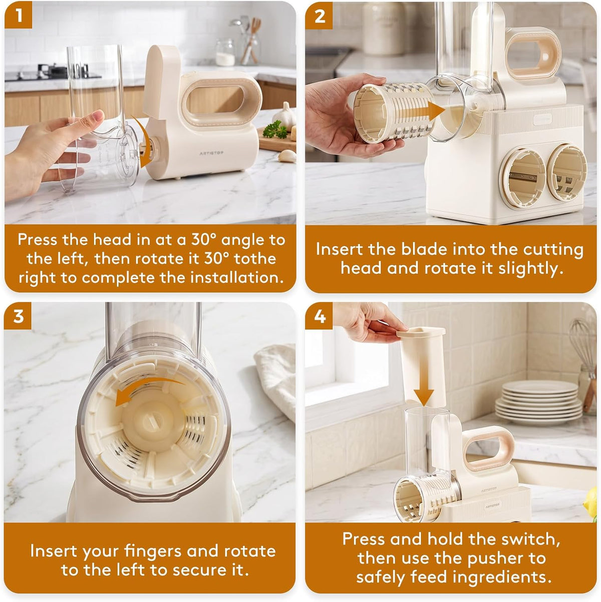 Hand‑held & Desktop Electric Cheese Grater 4‑in‑1 Slicer Shredder