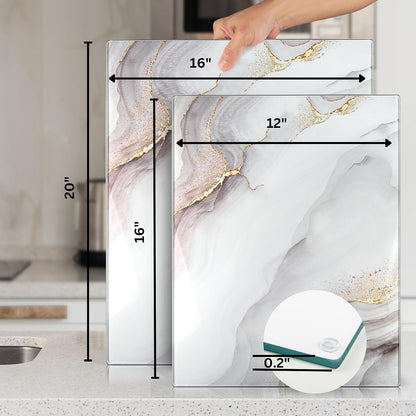 Kitchenville Glass Cutting Board 20”x16”: Tempered Glass Kitchen Counter Protector - Durable- Scratch-Resistant, Heat-Proof - Clear Design