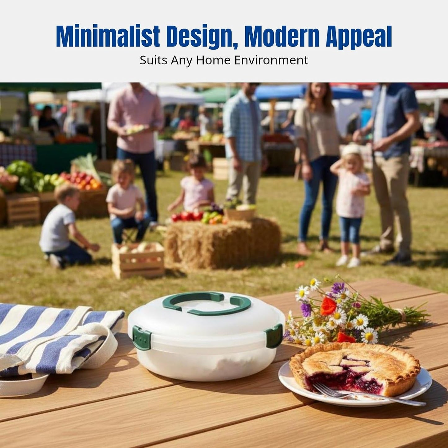 Muffin Tart Cookie Dessert Keeper, Cupcake Container Portable with Handle, Egg Holder Cake Keeper, Pie Cake Carrier with Lid for Dishes Vegetables
