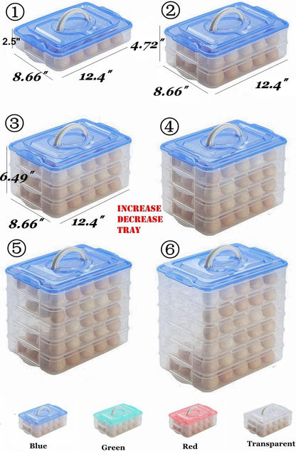 Deviled Egg Tray with Lid, 2-Layer, Stackable Egg Carrier Holder for Refrigerator, Camping Food Storage Container with Handle, Large, 40 eggs(transparent)