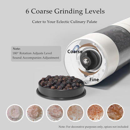Electric Salt and Pepper Grinder, USB Rechargeable, Automatic Salt and Pepper Shaker, Adjustable Coarseness, Electric Pepper Mill, LED Light, Refillable, Kitchen Gadget (1-Pack, Stainless Steel)