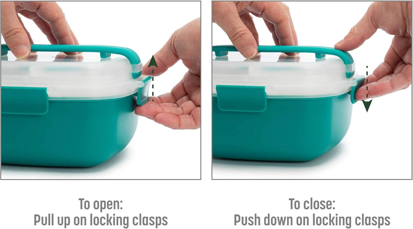 Goodful Stackable Lunch Box Container, Bento Style Food Storage with Removeable Compartments for Sandwich, Snacks, Toppings & Dressing, Leak-Proof and Made without BPA, 56-Ounce, Blue