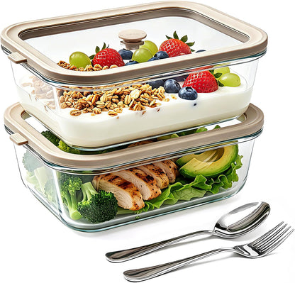 5 Pack 35 oz Glass Meal Prep Containers, Plastic-Free Glass Food Storage Containers with Lids, 4.4 Cups Airtight Glass Lunch Containers for Leftovers, Microwave, Oven, Freezer and Dishwasher