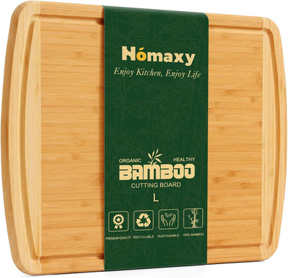 Homaxy Extra Large Bamboo Cutting Boards for Kitchen, 18x12.5" Wood XL Cutting Board with Juice Groove, Butcher Block Wooden Chopping Board for Kitchen, Meat, Cheese, Fruit & Vegetables - Pre Oiled