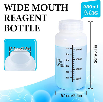 34oz/1000ml Wide Mouth Plastic Bottles with Airtight Lids, Graduated Food Grade Leak Proof PP Containers Jars for Water Sample Lab Reagent Liquid Medicine Storage (Transparent, 3 Pcs)