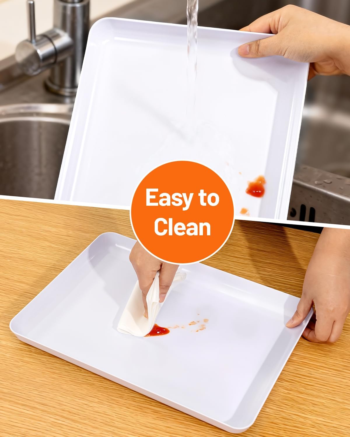 YOUBET 6 PCS Plastic Serving Trays - White Trays for Serving Food - Super Strong Disposable Platters, Heavy Duty Plastic Trays for BBQ, Picnic, Party, Wedding