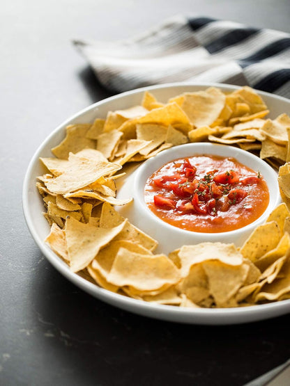 LAUCHUH Veggie Tray Set of 2, Porcelain Chip & Dip Serving Set Divided Serving Platter White Serving Tray for Father's Day Party, Fruits, Veggies, Candy, Snack, Dessert, 12 inch