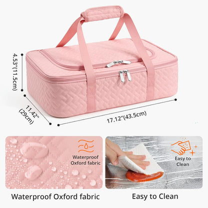 Insulated Casserole Carrier - Portable Casserole Carrier for Hot or Cold Food, Lasagna Holder for Parties,Picnic,Cookouts,Traveling - Fits 9" x 13" Baking Dish (Beige)