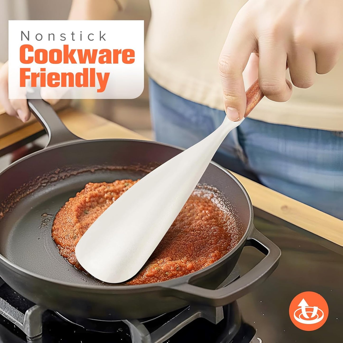 Silicone Cooking Utensils Set of 7 Pack, Wood Handle Heat-Resistant Kitchen Utensils, Non-Stick Cookware Safe - Include Spatula, Spoon, Ladle, Bowl Scraper, Basting Brush for Cooking, Baking, BBQ