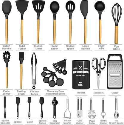 Umite Chef Food Grade Thickened Silicone (Stainless Steel Core) Kitchen Gadgets Tools Set - Kitchen Cooking Utensils Set, Heat Resistant Kitchen Spatula Tools Set